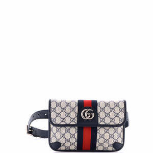 Gucci Ophidia Flap Belt Bag GG Coated Canvas with Leather